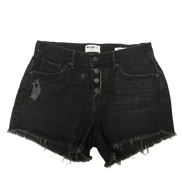 William Rast high rise button-fly black denim jean shorts 26 - Picture 1 of 6